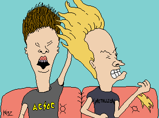 beavis and butthead playing air guitar