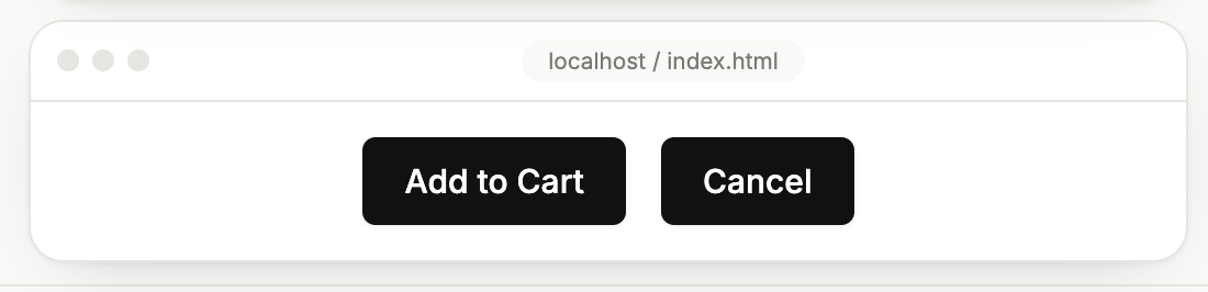 The Add to Cart button turns blue, followed by the Cancel button and the surrounding browser interface.